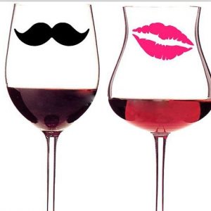 Creative 10 Mustaches 10 Lips Wall Stickers For Wedding Decoration Mugs Cups Wine Glass Vinyl Wall Decals Diy Mural Art