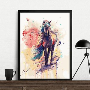 Creative Geometric Watercolor Horse Canvas Painting Posters Prints Abstract Wall Art Picture For Living Room Home Decor Cuadros