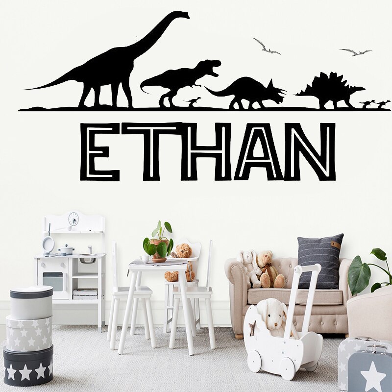 Personalised Dinosaur Wall Sticker Bedroom Vinyls Wall Art Decal.... Any Name