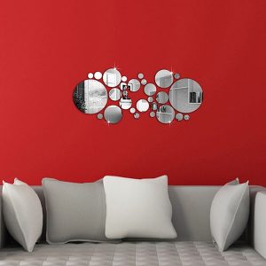 DIY Acrylic Art Sticker Mirror Circle Silver Mirror Wall Stickers Home Bedroom Office Decor Mural Decoration Wall Sticker 2020