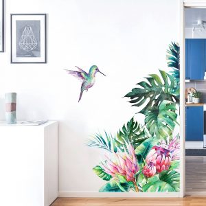 DIY Beach Tropical Palm Leaves Wall Stickers Modern Art Vinyl Decal Wall Mural DIY Flowers Wall Sticker Waterproof Home Decor