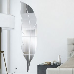 DIY Feather Plume 3D Mirror Wall Sticker for Living Room Art Home Decor Vinyl Decal Acrylic Sticker Mural Wall Decoration