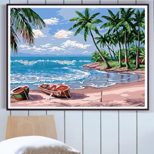 DIY painting by numbers kits with frame for adults oil Beach seascape pictures by numbers acrylic paint set HandPainted