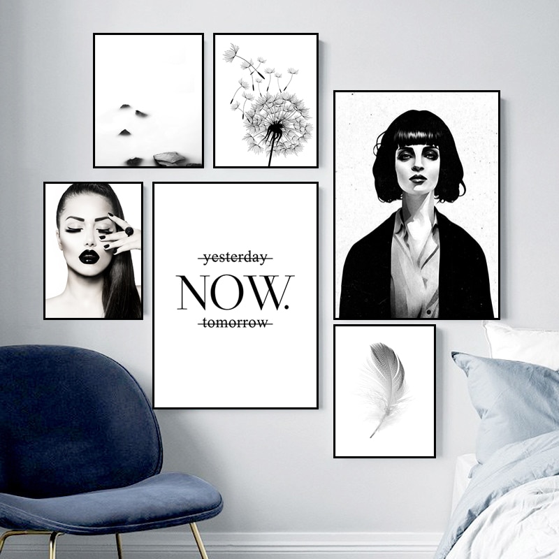 Dandelion-Feather-Wall-Art-Now-Quote-Canvas-Painting-Black-White-Scenery-Poster-And-Print-Fashion-Girl-12.jpg