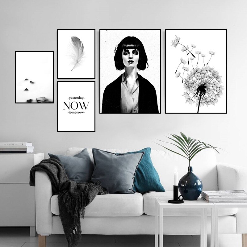 Dandelion-Feather-Wall-Art-Now-Quote-Canvas-Painting-Black-White-Scenery-Poster-And-Print-Fashion-Girl-13.jpg