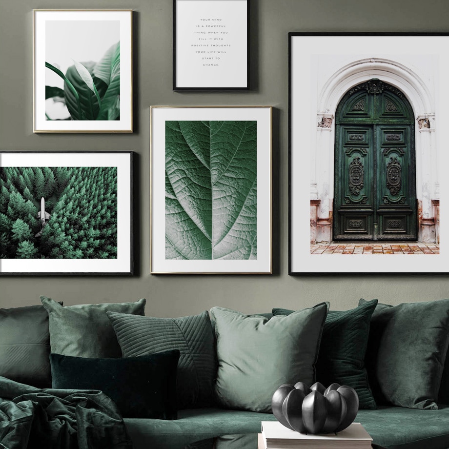 Dark-Green-Door-Leaves-Plant-Quotes-Nordic-Posters-And-Prints-Wall-Art-Paper-Painting-Wall-Pictures-3.jpg