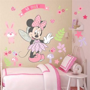 Disney Minnie Mouse Wall Stickers For Kids Baby Girls Rooms Nursery Home Decor Vinyl Cartoon Wall Decals Diy Mural Art