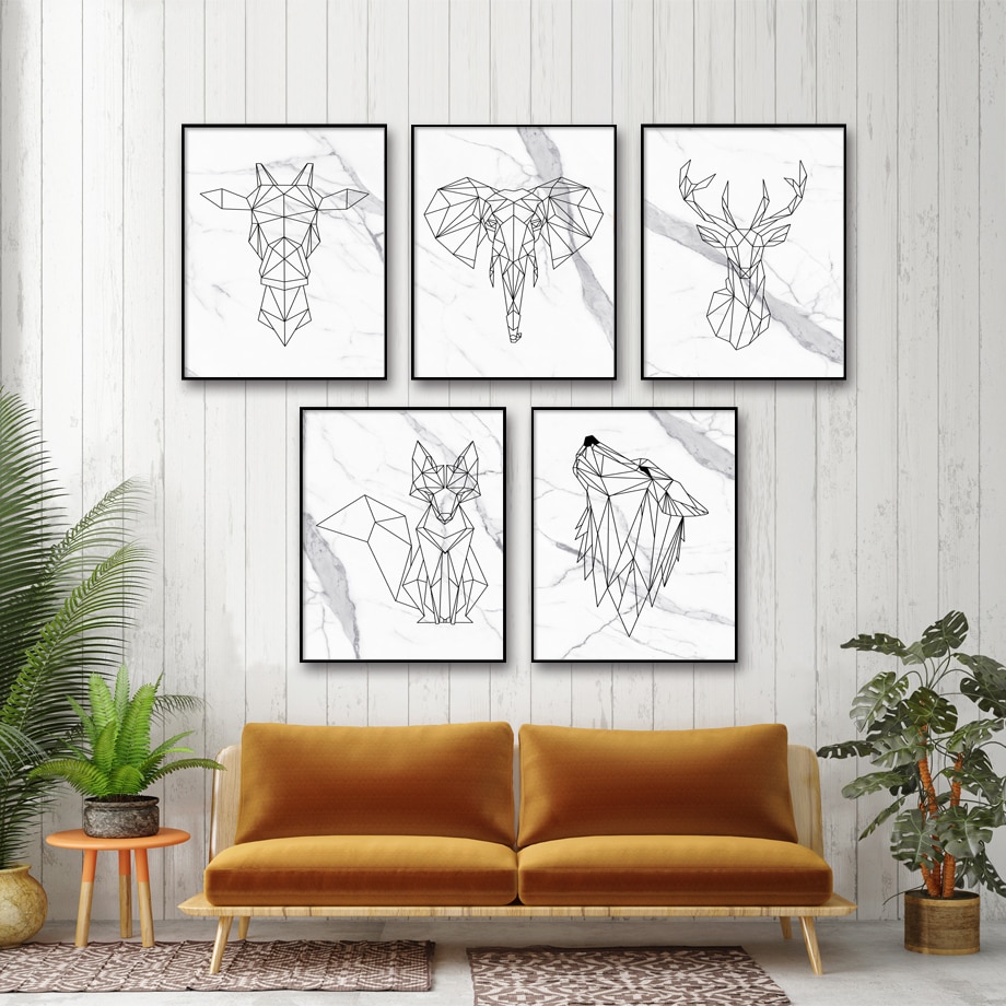 Elephant-Deer-Giraffe-Fox-Wolf-Wall-Art-Canvas-Painting-Posters-Black-And-White-Geometric-Lines-Living-2.jpg