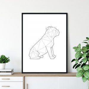 English Bulldog Sitting Print Dog Abstract Geometric Poster Minimalist Wall Art Canvas Painting Living Room Decor Pet Lover Gift