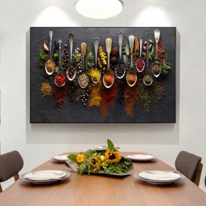 Essential Spices Herbs Cooking Posters And Prints Kitchen Decor Food Wall Art Pictures On Canvas Painting For Dining Room