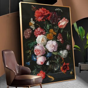 Europe Vintage Canvas Painting Wall Decor Still Life With Flowers In A Glass Vase Nordic Art Poster And Prints Picture Cuadros