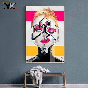 European Beauty Portrait Geometric Creative Canvas Painting Poster and Print Canvas Black Woman Cuadros Wall Pictures Home Decor