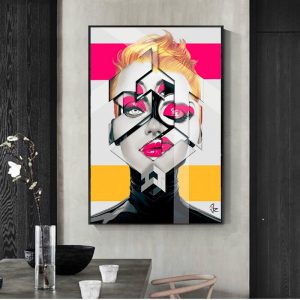 European Beauty Portrait Geometric Creative Canvas Painting Poster and Prints Woman Wall Art Pictures for Living Room Home Decor