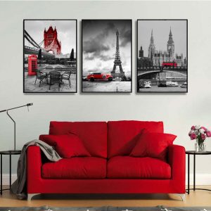 European City Landscape Canvas Painting Landscape of the Eiffel Tower in Paris Poster Wall Picture for Living Room Home Decor