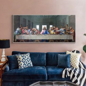 Famous Leonardo Da Vinci's The Last Supper Oil Painting on Canvas Posters and Prints Cuadros Wall Art Pictures For Living Room