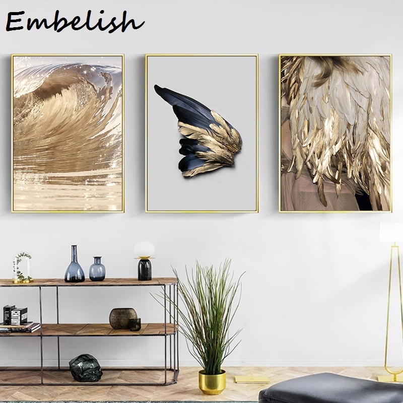 Fancy-Golden-feather-a-Butterfly-wing-Great-waves-modern-decorative-Picture-Canvas-Wall-Art-Poster-for-6.jpg