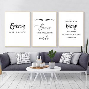 Fashion MakeUp Posters and Prints Eyebrows Quote Wall Art Print Black White English Picture Bedroom Decoration Home Decor HD2736