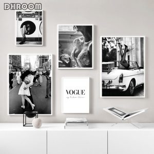 Fashion Poster Wall Art Print Black and White Canvas Painting Perfume Woman Pictures for Living Room Vintage Fashion Home Decor