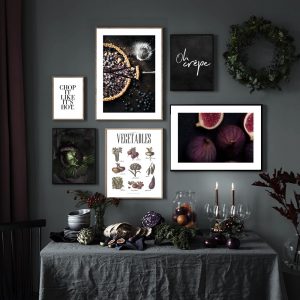 Fig Purple cabbage Pizza Fruit Food Poster Minimalist Kitchen Wall Art Prints Canvas Painting Modern Pictures Dining Room Decor