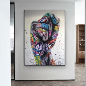 Fist Inspirational Graffiti Art Painting on Canvas Posters and Prints Wall Art Picture for Living Room Office Cuadros Decor