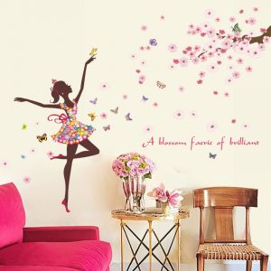 Flower Fairy Wall Stickers Butterflies bedroom Girls Rooms home decoration Art Decals 3D Wallpaper sticker adesivo de parede