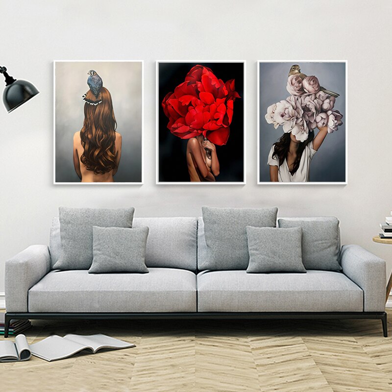 Flowers-Feathers-Woman-Abstract-Canvas-Painting-Wall-Art-Picture-Cuadros-Posters-and-Prints-Painting-for-Living-3.jpg