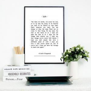 For What it's Worth Quote Print Scott Fitzgerald Poem Poster Modern Inspirational Wall Art Canvas Painting Picture Home Decor