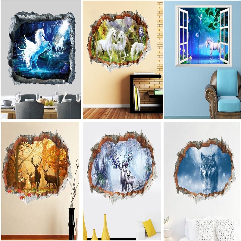Forest-unicorn-wall-sticker-for-kids-room-horse-head-nursery-bedroom-living-room-decor-3d-effect.jpg