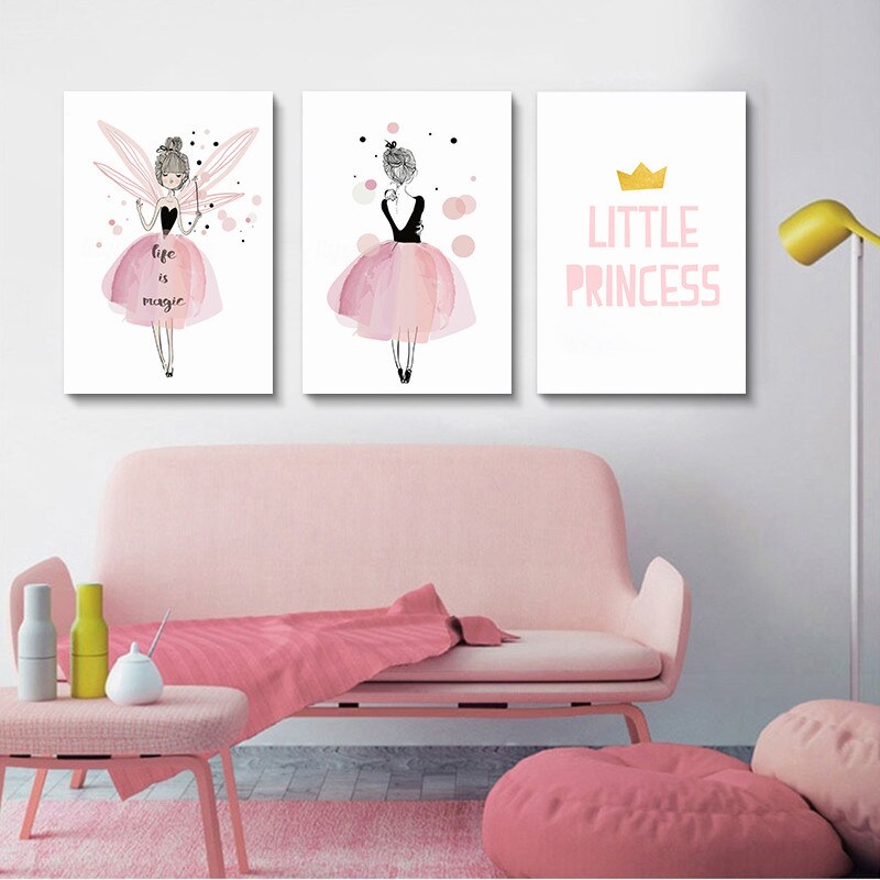 Framed-Pink-Nursery-Wall-Art-Poster-Print-Fairy-Quote-Little-Princess-Girl-Bedroom-Decoration-Picture-Kids-3.jpg