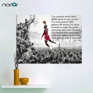 Frameless Canvas Paintings HD Printed Succeed Motivational Inspirational Quote Michael Jordan Dunks Wall Art Poster