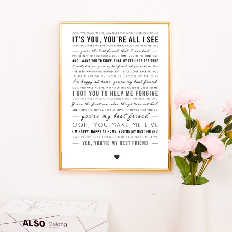 You're My Best Friend - Queen (lyrics) v.2 | Framed Art Print