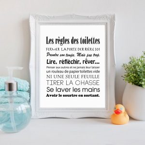 French Toilet Rules Canvas Art Print Poster Home Bathroom Canvas Painting Poster France Wall Art Decor