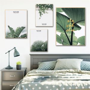 Fresh Green Plant Nordic Canvas Print Poster Multi Combination Green Leaves Paintings Pictures for Living Room Home Decor 5-07
