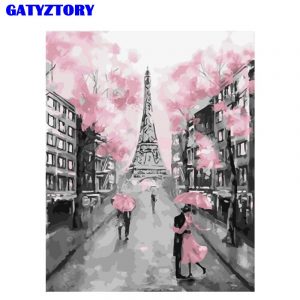 Frame Romantic Paris Diy Painting By Numbers Modern Paint By Numbers Acrylic Wall Art Canvas Painting For Home Decors
