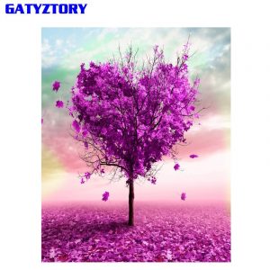 GATYZTORY Heart Tree DIY Painting By Numbers Romantic Calligraphy Painting Modern Wall Art Picture Home Decor 40x50cm Artwork
