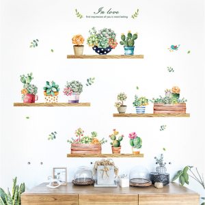 Garden plant bonsai home decor wall stickers for living room wall sticker flower kitchen PVC wall decals DIY decoration