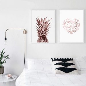 Geometric Heart Canvas Painting Wall Art Tropical Pineapple Posters and Prints Scandinavian Fashion Picture Home Design Decor