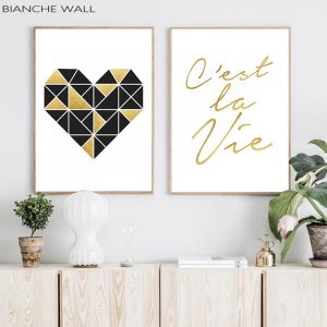 Geometric Love Inspirational Wall Art Canvas Posters Prints Nordic Quote Paintings Wall Picture for Living Room