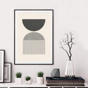 Geometric Shapes & Neutral Colors Canvas Painting Mid century Style Woodblock Posters Print Wall Picture Home Decor Unframed