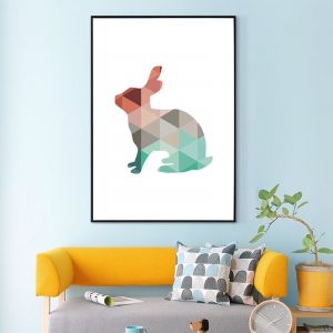 Geometric Triangles Animals Poster Rabbit Bunny Canvas Painting  Fashion Modern Design Pictures for Kids Room Home Decor