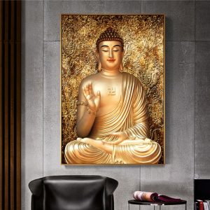 Gold Color Canvas Buddha Painting Printed Giclee Printing Home Decor Wall Art Painting no frame Canvas Prints for Cheap Sale