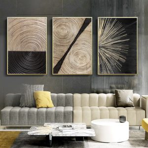 Golden Black Geometric Abstract Canvas Painting Nordic Posters and Prints Wall Art Pictures for Living Room Modern Home Decor