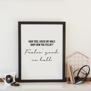 Good as hell Lizzo Print Musician Gift Idea Song Lyric Typography Poster Hip Hop Music Wall Art Canvas Painting Picture Decor