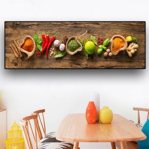 Grains Spices Spoon Peppers Canvas Painting Cuadros Scandinavian Posters and Prints Wall Art Food Picture for Kitchen Room