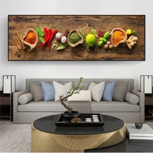 Grains Spices Spoon Peppers Kitchen Canvas Painting Cuadros Scandinavian Posters and Prints Wall Art Food Picture Living Room