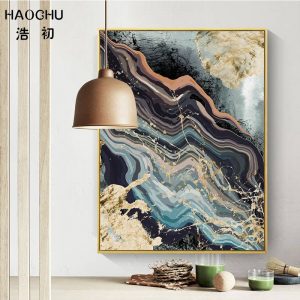 European Black & White Abstract Geometric Lines Marble Texture Canvas Painting Art Poster Decor Picture Home Wall Decor