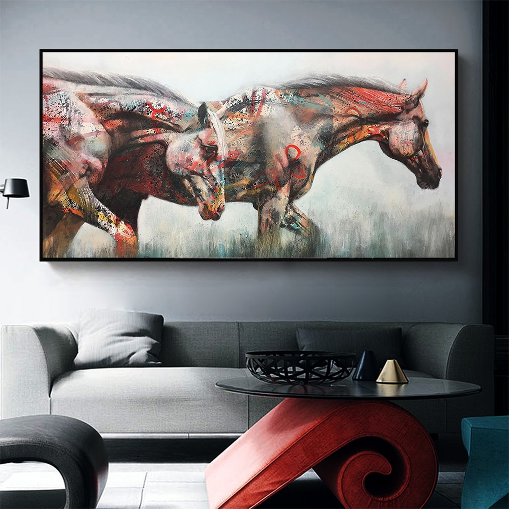 HDARTISAN-Wall-Art-Painting-Canvas-Print-Animal-Picture-For-Living-Room-Two-Horses-Home-Decor-No-2.jpg