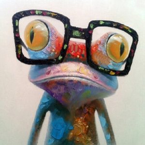 Hand Painted Happy Frog Oil Painting Wall Art on Canvas for Living Room Modern Canvas Art Decor Your Home Cute Animal Painting