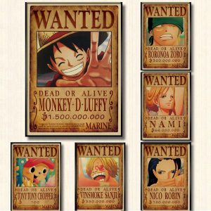 Home Decoration Wall Sticker One piece Retro Anime Luffy HD quality Nursery Kids Room Painting posters canvas painting