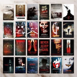 Horror Movie Metal Poster Plaque Metal Vintage Thriller Movie Metal Tin Sign Wall Decor for Bar Pub Club Man Cave